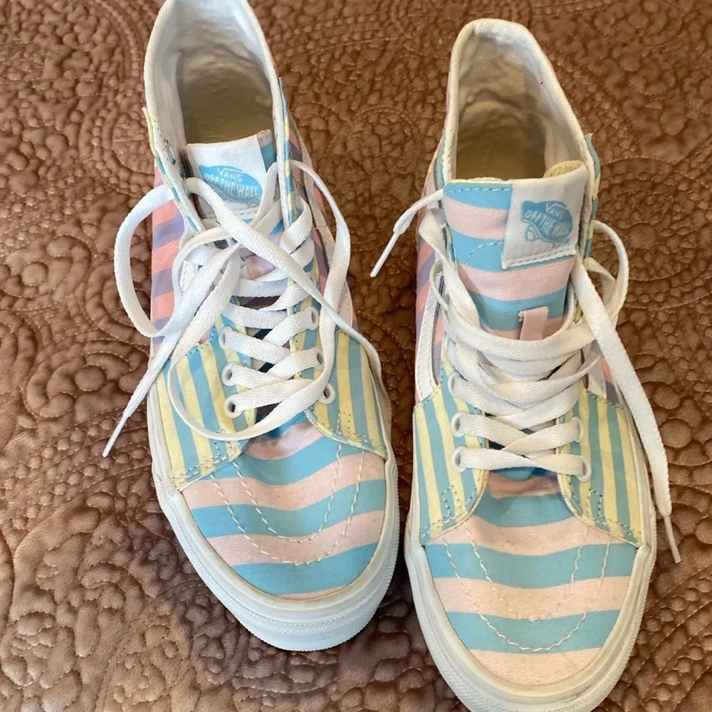 VANS Sk8-Hi Tapered Skate Pastel Stripes Sneakers  NWOT